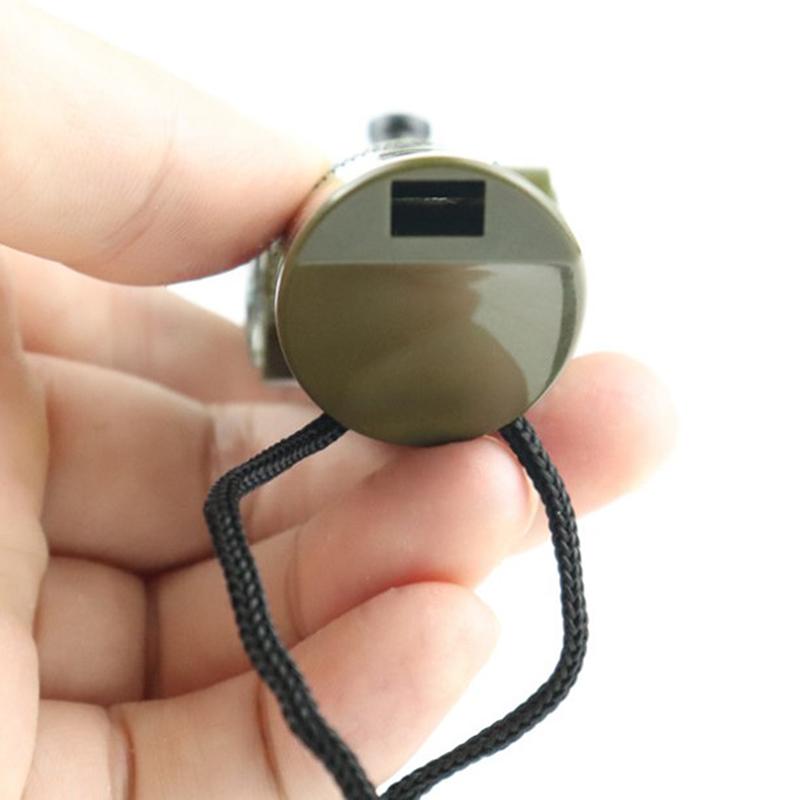 Multifunctional Whistle 7 In 1 Survival Bushcraft Trekking Compass Mirror
