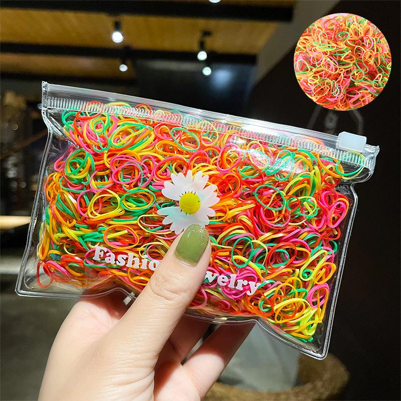 1000PCS Disposable Rubber Band Hairband For Children  Ponytail Hairs Ties Colourful Elastic Hair Bands Baby Hair Accessories