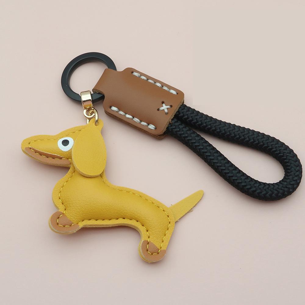 Модный брелок для ключей в виде таксы, мультяшный щенок, сумка, подвеска из искусственной кожи, вешалка, украшение для сумки
