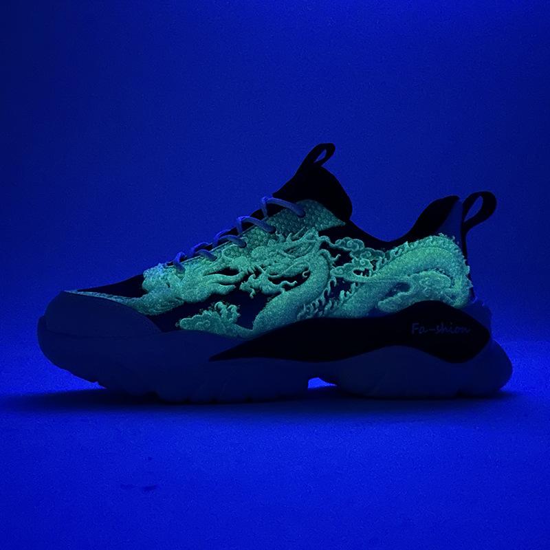 Модные мужские кроссовки 2024 года класса люкс в китайском стиле Loong, удобные, светящиеся, дышащие, повседневные, сверхлегкие, для занятий спортом на открытом воздухе