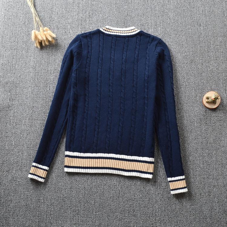 Унисекс Британский стиль JK Униформа V-образный вырез Вышитый школьный свитер