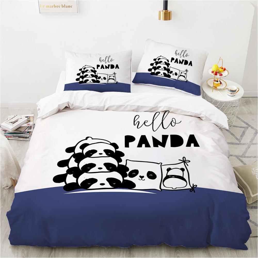 3D Cartoon Panda Bedding Set, Children's White Soft Down Duvet Cover AU140 * 210, Full Size Bed Cover, Single/double Bed with Zipper Quilt Cover