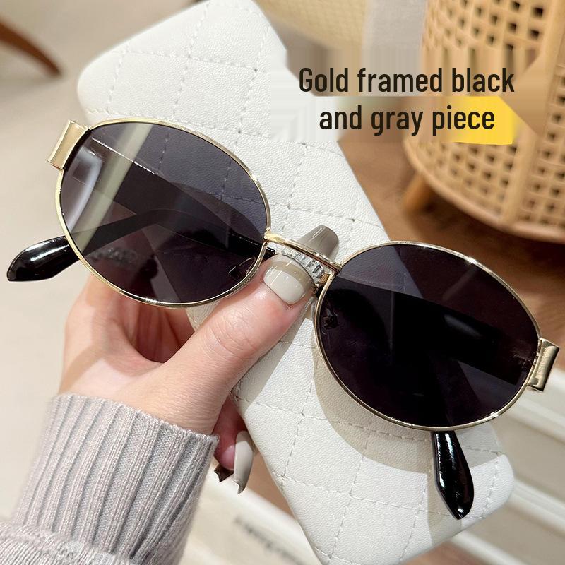 Гонконгские ретро-солнцезащитные очки «Кошачий глаз» для женщин с высококачественной металлической овальной оправой, с возможностью установки линз по рецепту.