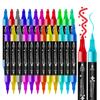 12/24/36Pcs Double Line Outline Marker Pen Set Waterproof Metallic Art Pens Brilliant Colors Graffiti Highlighter Pens
