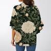 Summer Women's Tops V Neck Three Quarter Sleeve Shirt Vintage Floral Print Tops Casual Shirts