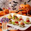 Halloween Fruit Sticks 100 Pcs/pack, One-time Random Pumpkin Ghost Cocktail Skewers, Bamboo Skewers