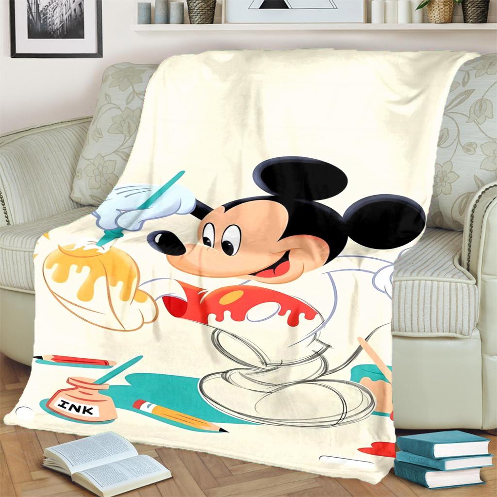 Comfortable Warm Printed Flannel Blanket Featuring Minnie & Mickey for Home, Sofa, Bed, Travel and Picnics