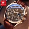 OLEVS Watch for Men Luxury Mens Quartz Watches Business Dress Waterproof Wrist Watch Men Leather Sports Watch