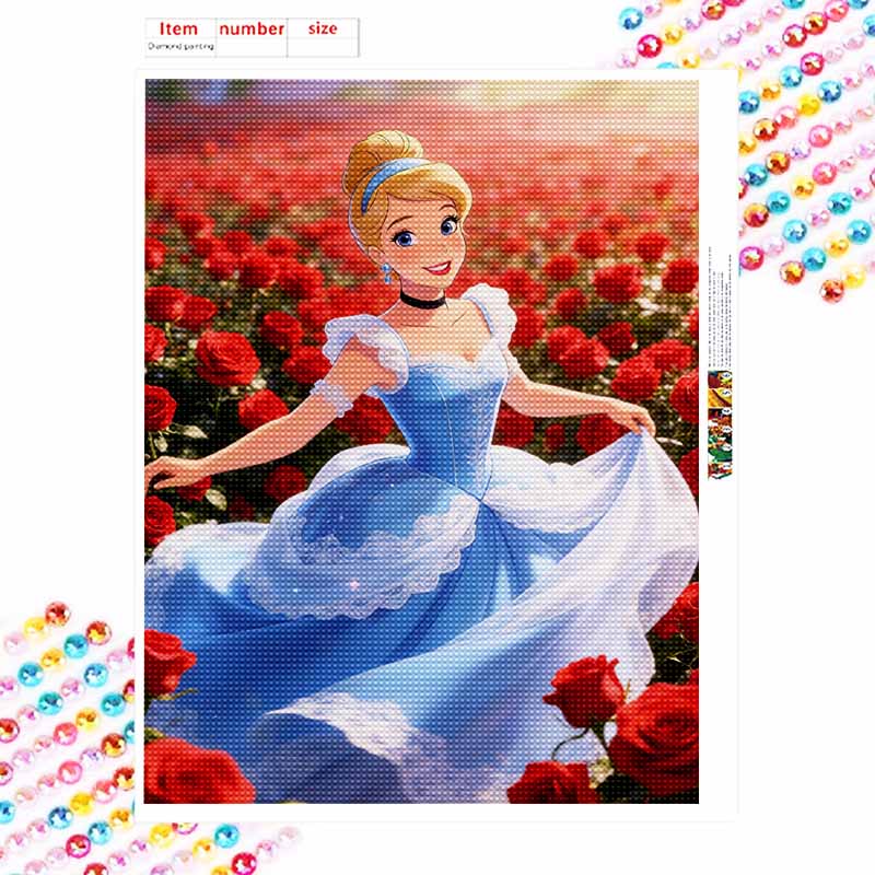 Disney Diamond Art Painting Kit 5D Cinderella Rose Diamond Dot Art Kit Home Wall Decor