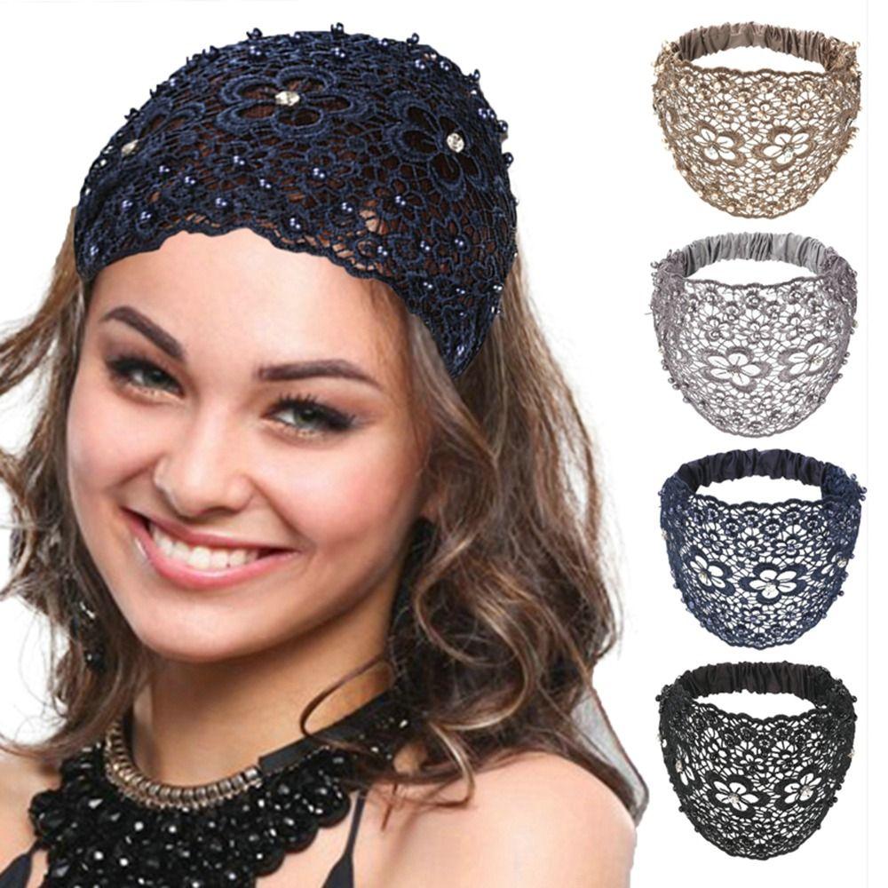 Cover Flower For Women Makeup For Girls Diamond Wide Side Hair Accessories Women Hairband Lace Hair Hoop Korean Style Headband