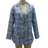 Женский пиджак с лацканами, длинный рукав, открытый спереди, пиджак с карманами, клетчатый принт, приталенный повседневный деловой пиджак