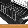Extendable Dish Drying Rack Space Saving Large Capacity Draining Tray Hollow Design Dinnerware Organizer Utensil Storage Holder