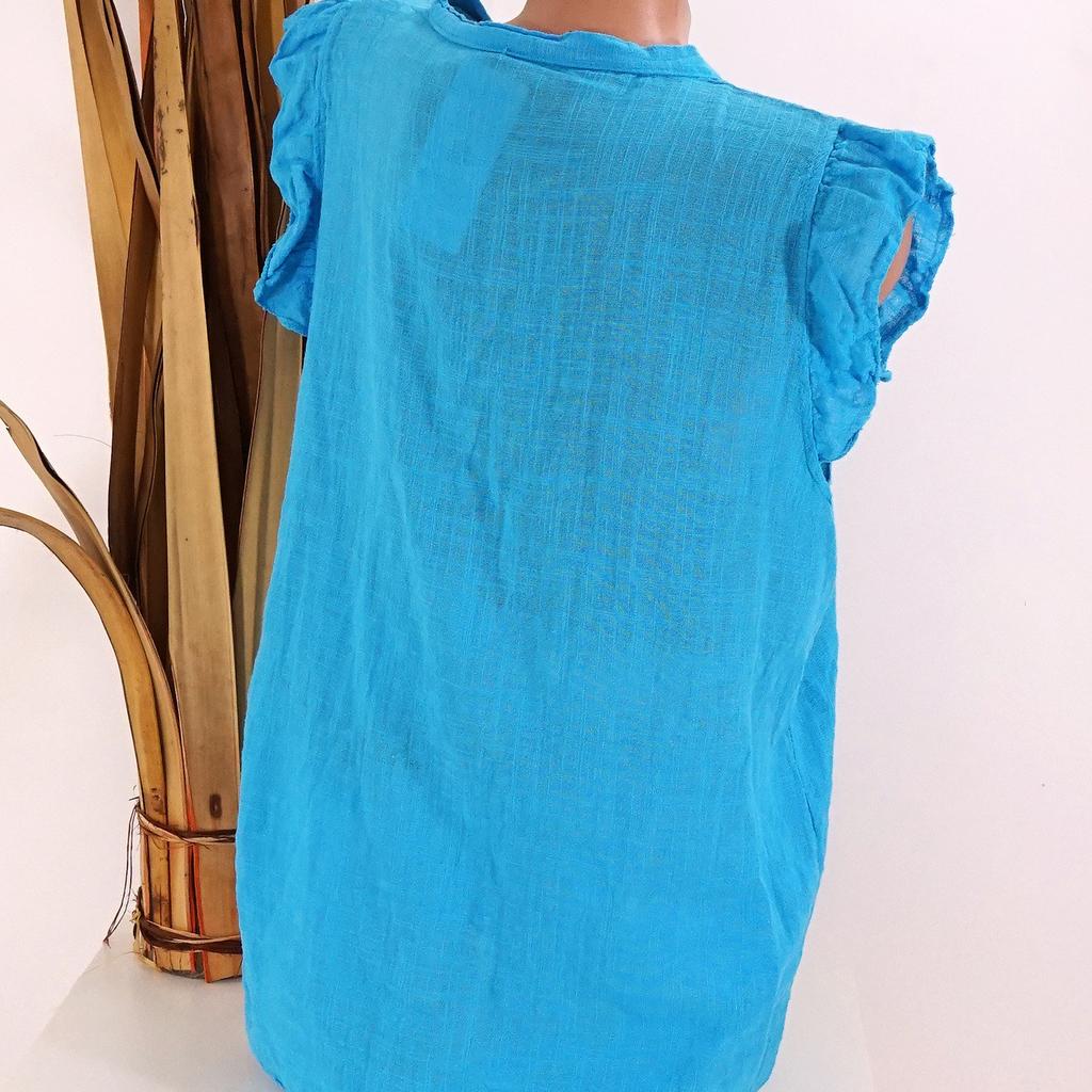 Дышащий топ на пуговицах с V-образным вырезом, большой размер, однотонная хлопковая льняная блузка, женская свободная рубашка