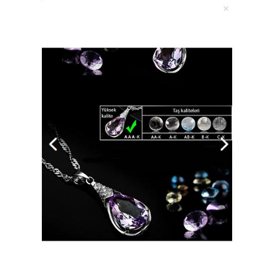 Серебряная капля воды с аметистовым камнем, ожерелье, серьги, серебристый комплект