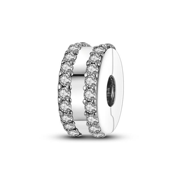 Розовый Disy Pave Сердце Клип Подвески 925 Серебряный Пробка Шарик Подходит Модный Оригинальный Браслет-Цепочка DIY Изготовление Ювелирных Изделий