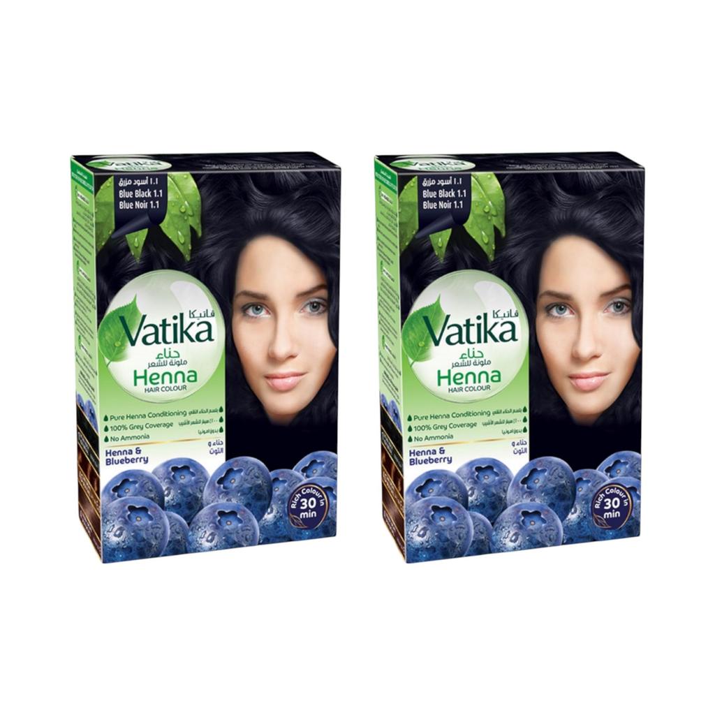 Henna Hair Color - Blue Black Pack of 2 - Vatika Naturals - Blue Noir 1.1 Hair Colour