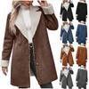 Women's Long Plush Lined Suede Coat with Fur Trim and Metal Buttons In Multiple Colors
