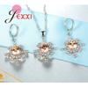 Fast Shipping Vintage Trendy Women Sterling Silver Color Wedding Jewelry Sets Flower Shape Necklace Earrings Wholesale 6 Colors