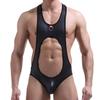 Мужские трусы-кольца из лакированной кожи с завязками на спине Пустой цельный костюм для борьбы Фетиш-нижнее белье Боди