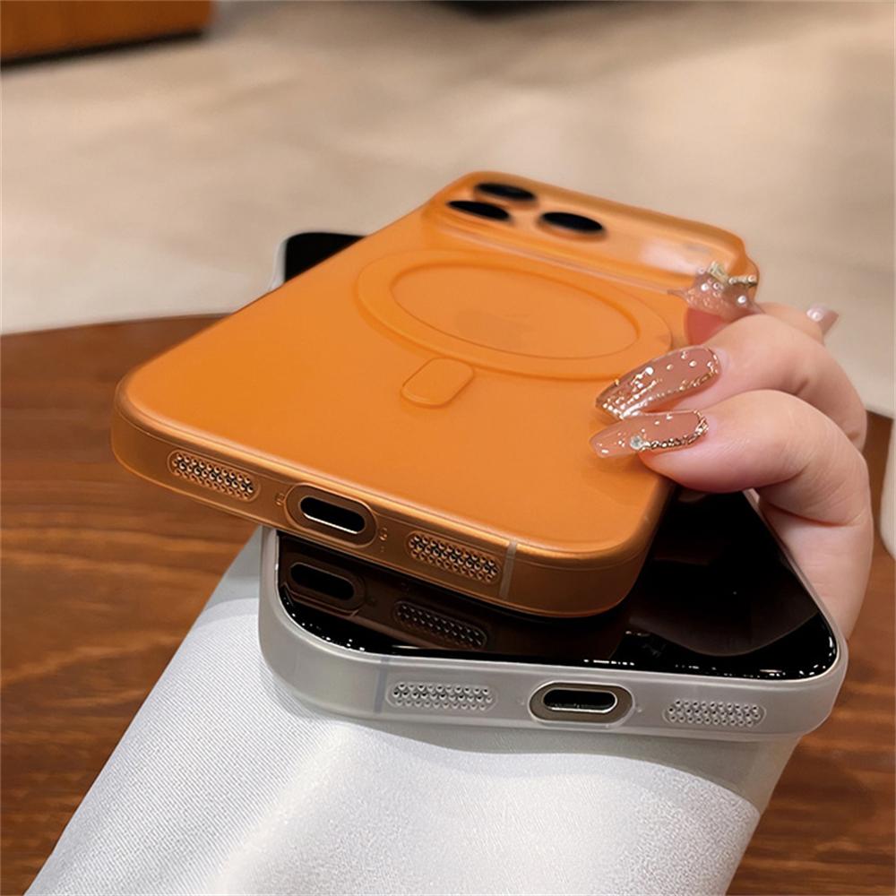 Luxury For Magsafe Wireless Charge Matte Phone Case For iPhone 17 Air 16 15 Pro Max Plus Magnetic Soft Bumper Transparent Cover