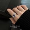 Creative Design Chameleon Blue Zircon Ring for Woman Personality Trend Geometric Liquid Irregular Ring Jewelry