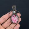 Розовый тулит и лунный камень драгоценный камень ручная работа медная проволока обертка ювелирные изделия кулон для женщин