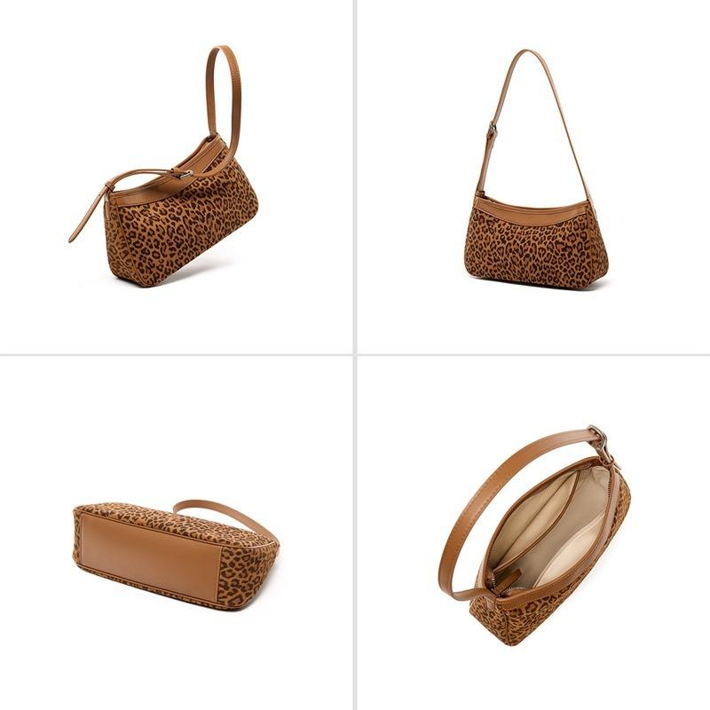 Маленькая сумка из коровьей кожи первого слоя, нишевая женская сумка-мессенджер с чувством дизайна, кожаная легкая модная сумка на плечо с леопардовым принтом