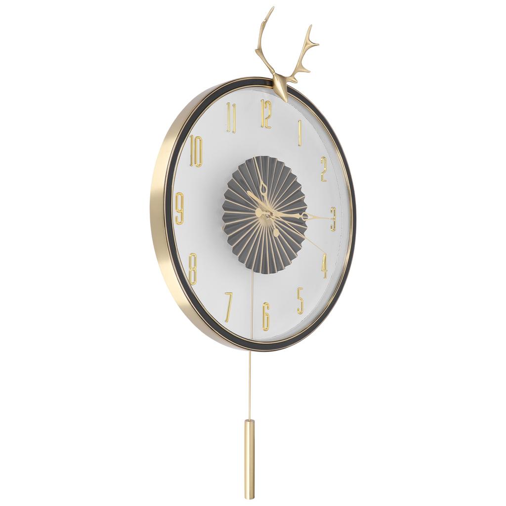 Круглые настенные часы подвесные латунные рога маятниковые часы украшение для офиса спальни