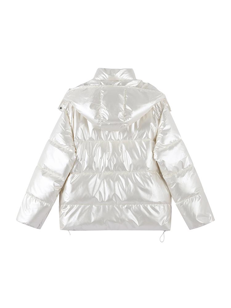 Женский пуховик из лакированной ткани со съемной шляпой, женская теплая, простая и модная зимняя куртка 2025