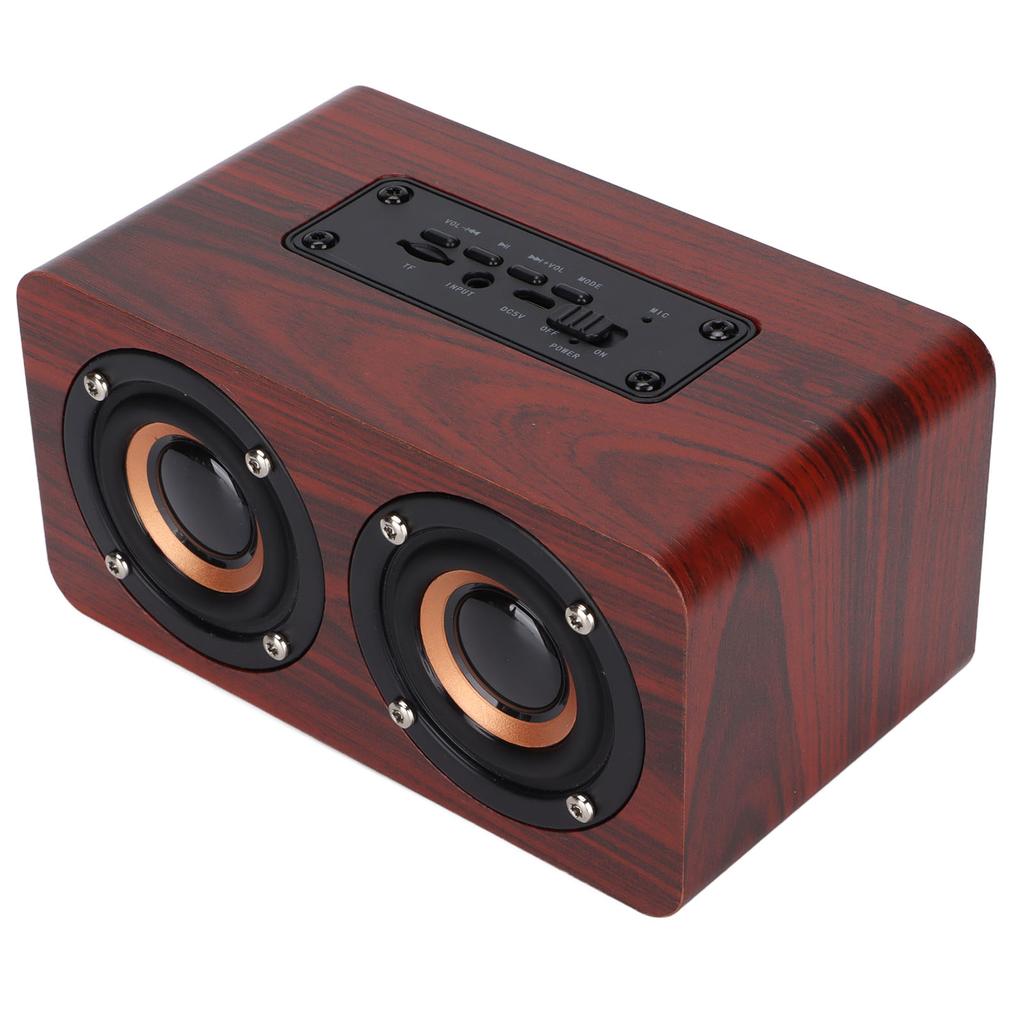 Wooden Bluetooth Speaker Retro Wireless Subwoofer AUX Stereo Speaker for Home TabletBrown Wood Grain Color