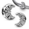 New Arrival  Sparkling Crescent Moon & Spinnable Star Charms S925 Silver Fit Original Bracelet DIY for Women Gift
