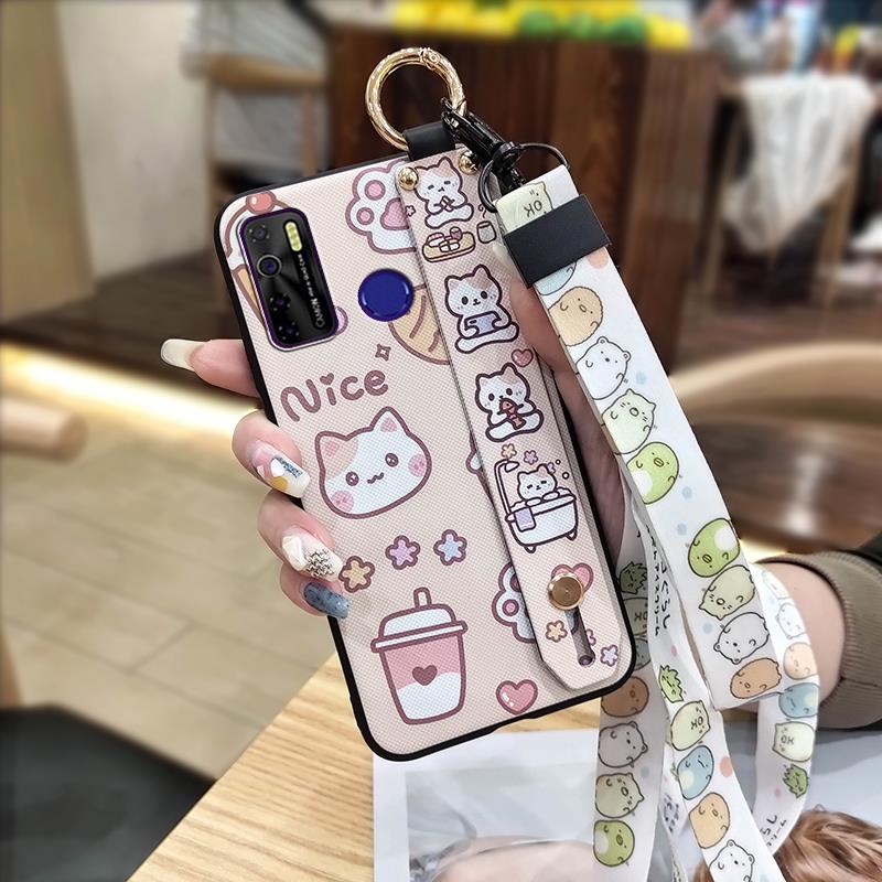 Cute Ring Phone Case For Tecno Camon15/15Air/16S/KD7H/CD6/CD7/Spark5/5Pro Anti-dust Back Cover Wristband Phone Holder