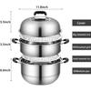 Кастрюля-пароварка для приготовления пищи Кастрюли-пароварки диаметром 11,8 дюйма с крышкой Двухуровневая кастрюля-пароварка из нержавеющей стали Универсальная посуда с ручкой для овощей