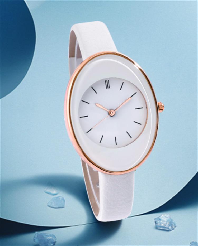 Простой циферблат кожаный ремешок креативные новые женские наручные аксессуары элегантные кварцевые часы минималистичные часы овальные женские наручные часы бусины