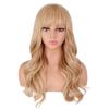 MERISIHAIR Long Black Synthetic Wigs with Bangs Water Wave Heat Resistant Fiber Wig for Women Natural Wavy Wig Daily Wear