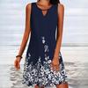 Spring Summer Women's Loose Printed Long Sleeve Design Floral Sleeveless Dresses