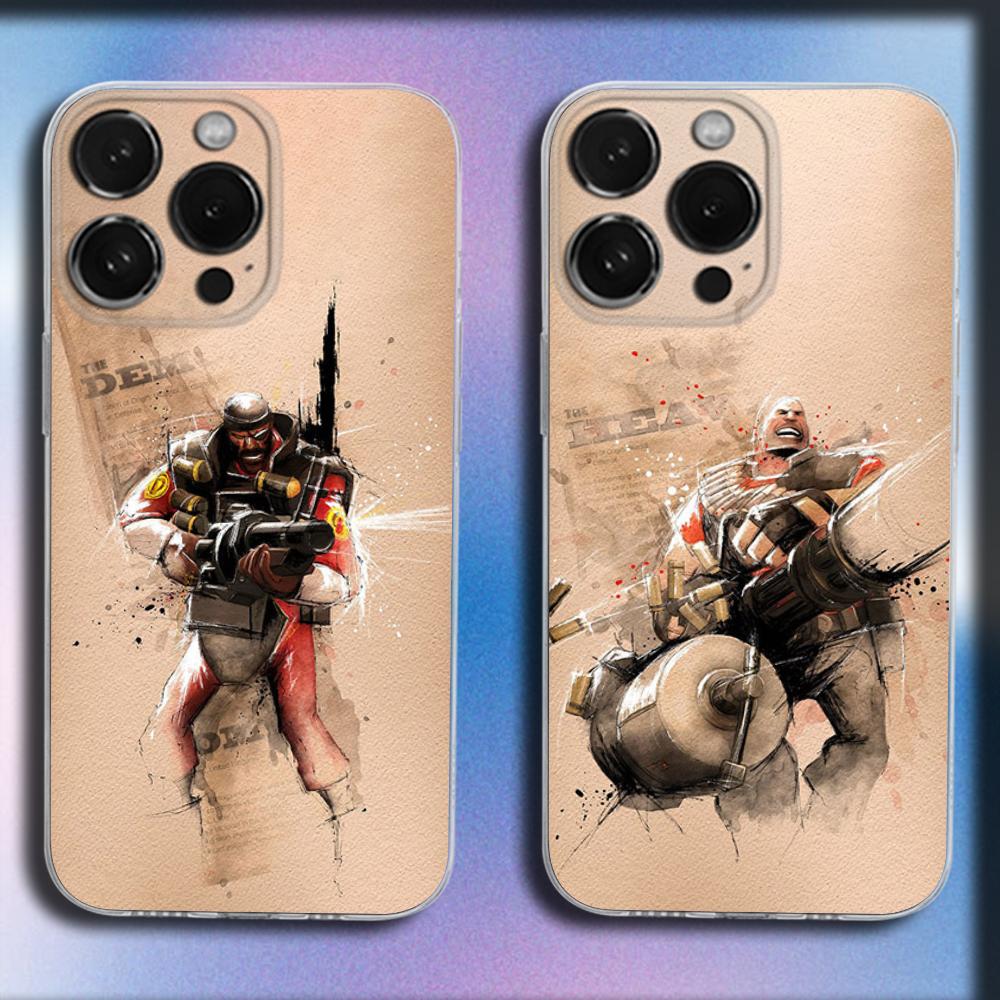 Чехол для телефона Team F-Fortress 2 для iPhone 16, 15, 14, 13, 12, 11 Plus, Pro, Max, XR, XS, X, Plus, SE, Mini Прозрачный Мягкий Чехол