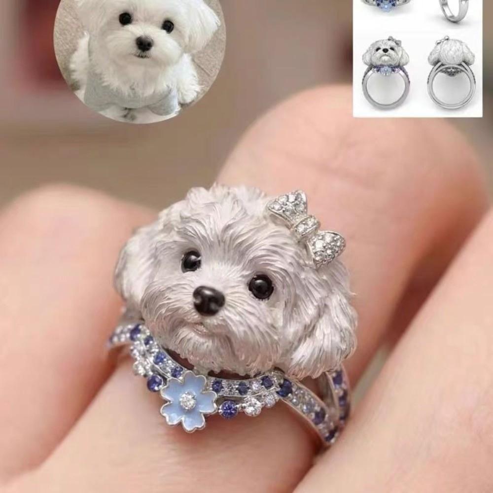Mini Cat Ring Sweet Animal Jewelry Cute Dog Ring  Girlfriend Gift