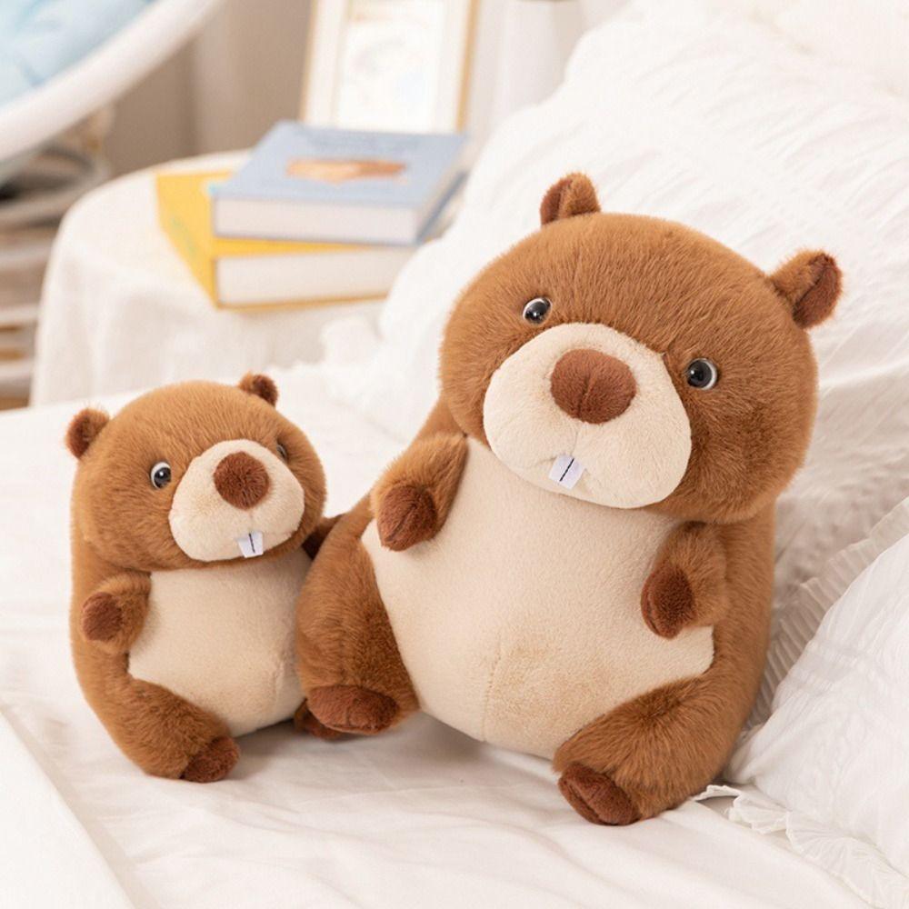 Simulation Stuffed Cartoon Groundhog Doll PP Cotton Chubby Marmot Stuffed Toy Decoration Gifts