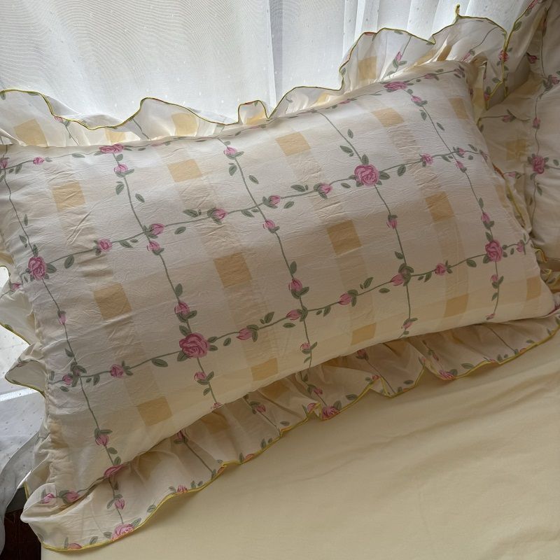 Korean Princess Duvet Cover Set Skin Friendly Wash Cotton Bedding Set Of Four Pieces Lace Bedin Set Bed Sheets Comforter Cover