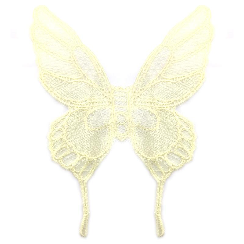Кружевная сетчатая вышивка бабочка наклейка Бежевый к цветам прозрачная сетчатая основа вышивка DIY кружевные аксессуары симметричные цветочные детали