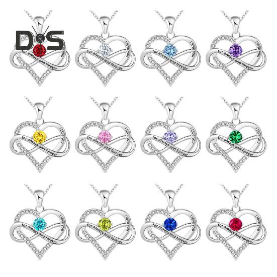 Ожерелье в форме сердца для женщин, романтичное, с надписью «Я люблю тебя вечно», ожерелье с подвеской в форме сердца из кубического циркония на День святого Валентина, подарок на годовщину