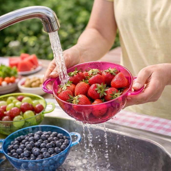 Set de 3 Passoires 15 cm - SIROCO - Plastique Coloré - Ergonomiques - Compatibles Lave-Vaisselle - Léger