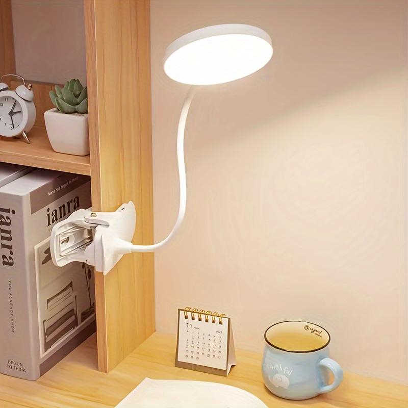 Светодиодная настольная лампа для защиты глаз с 3 режимами освещения, аккумуляторным питанием, регулируемый светильник для чтения, тип с зажимом, для спальни