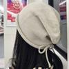 Drawstring Baggy Slouchy Beanie Bonnet For Women Autumn Winter Ear Keep Warm Skullies Cap Fashion Girl Kint Woolen Hat