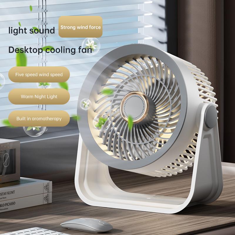 USB Small Fan Mini Office Dormitory Desktop Fan Silent High Wind Air Recirculation Fan with 5-speed Adjustment