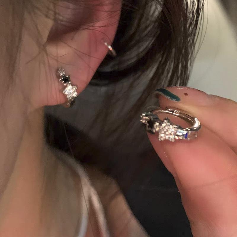 Ретро циркон пентаграмма ушная пряжка серьги тренд простые звезды кольца серьги для женщин девочек эстетические ювелирные изделия подарок