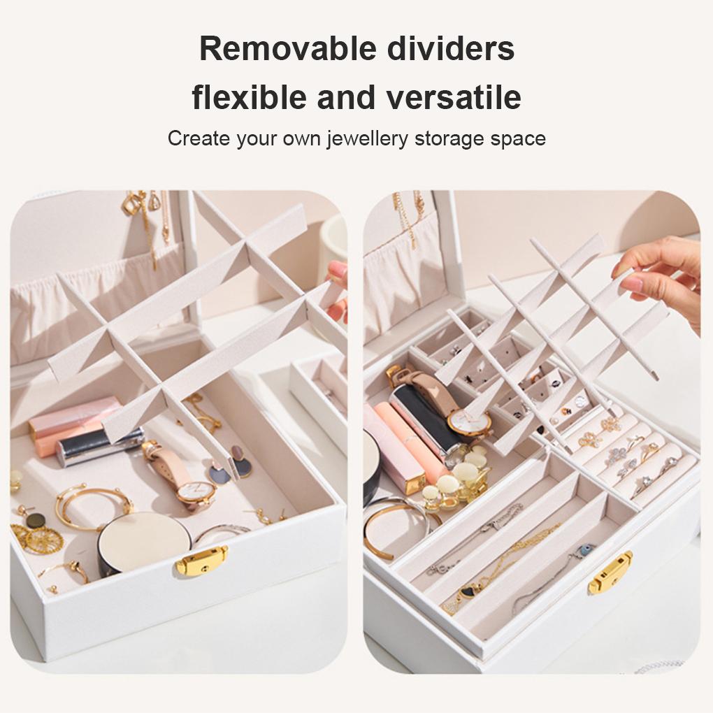Винтажный двухслойный органайзер для украшений, шкатулка для хранения ювелирных изделий, держатель для серег и колец, дорожный многофункциональный кейс