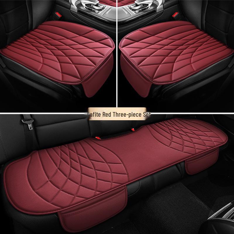 Универсальный комплект подушек для автомобильного сиденья из дышащей кожи наппа - 3 предмета, всесезонный, перфорированный, чехол для заднего сиденья, однокомпонентная подушка для маленького автомобиля