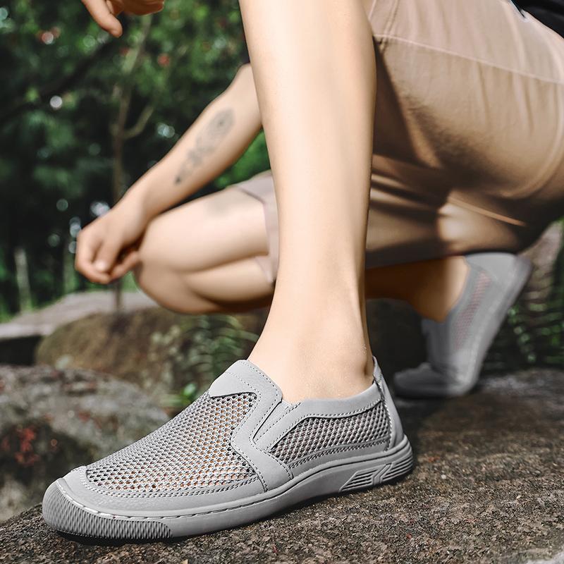 Летняя мужская повседневная обувь с дышащей сеткой, мужские лоферы, удобная обувь для вождения, мокасины, мужская обувь на плоской подошве